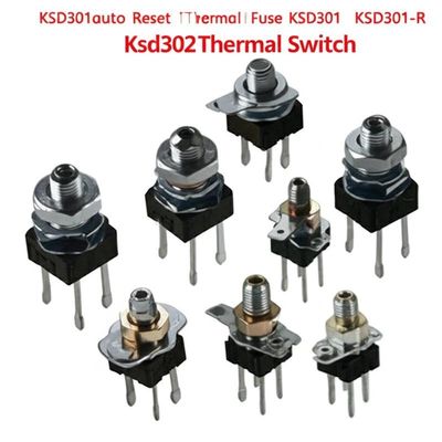 Termostato bimetálico KSD301 con rango de temperatura de 0-250℃, 100000 ciclos y interruptor normalmente cerrado o abierto